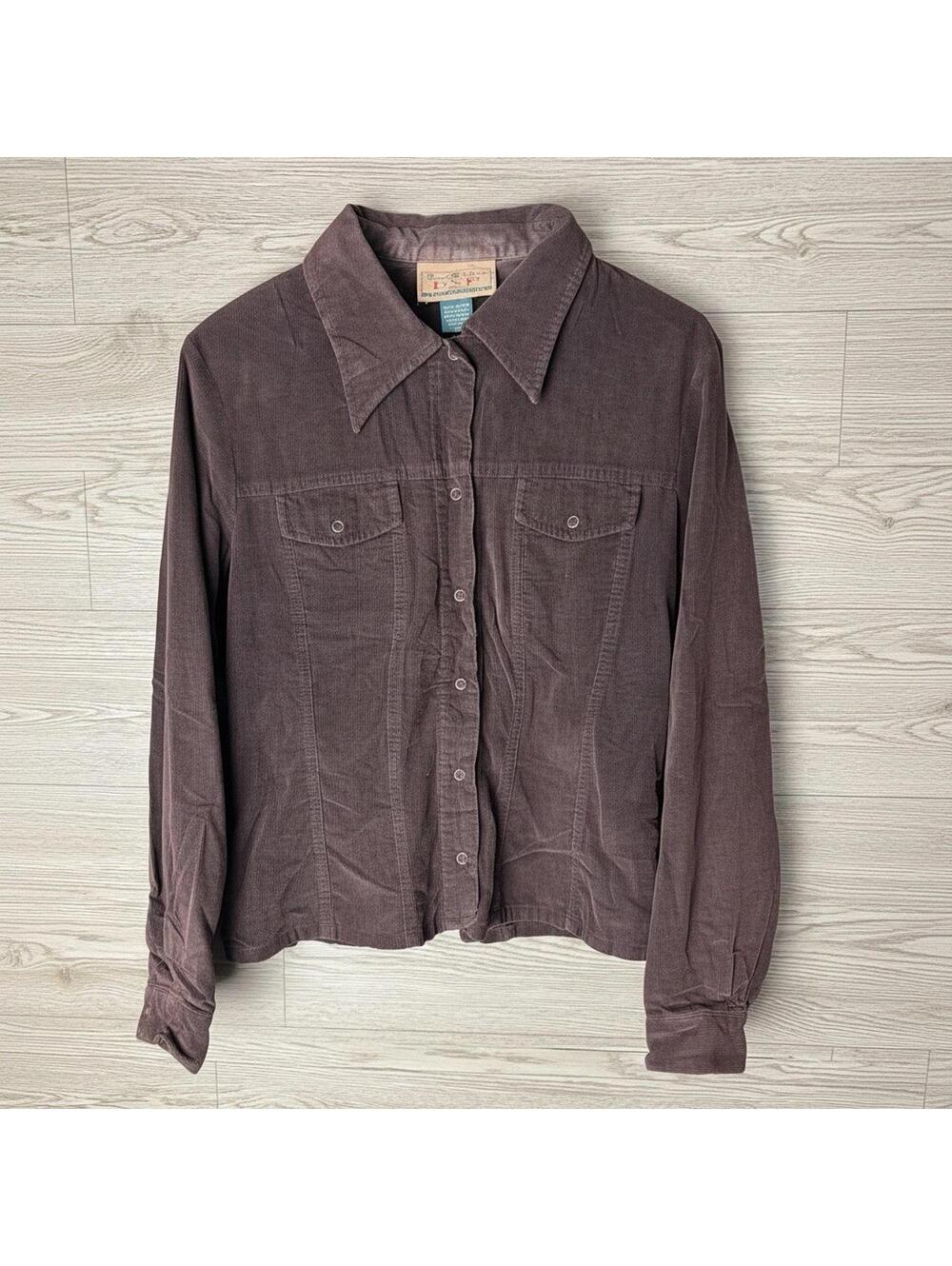 Vintage Express Brown Corduroy Western Snap Shirt Jacket USA M Suede